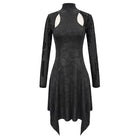 Women's Gothic Asymmetrical Flared Long Sleeved Dresses with Tear-Drop Cut-out Details