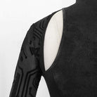 Women's Gothic Asymmetrical Flared Long Sleeved Dresses with Tear-Drop Cut-out Details