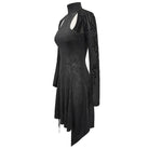 DEVIL FASHION Women's Gothic Asymmetrical Flared Long Sleeved Dresses with Tear-Drop Cut-out Details