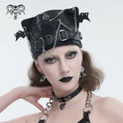 DEVIL FASHION Women's Gothic Batwing Buckle Hat with Chain