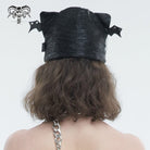 DEVIL FASHION Women's Gothic Batwing Buckle Hat with Chain