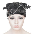 DEVIL FASHION Women's Gothic Batwing Buckle Hat with Chain
