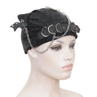 DEVIL FASHION Women's Gothic Batwing Buckle Hat with Chain