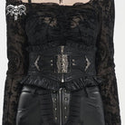 DEVIL FASHION Women's Gothic Beads Ruffled Belt