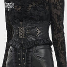DEVIL FASHION Women's Gothic Beads Ruffled Belt