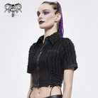Women's Gothic Black Collared Short Shirts