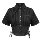 Women's Gothic Black Collared Short Shirts