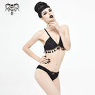 Women's Gothic Black Cross Over Shoulder Strap Bikini