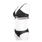 Women's Gothic Black Cross Over Shoulder Strap Bikini