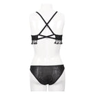Women's Gothic Black Cross Over Shoulder Strap Bikini