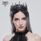 DEVIL FASHION Women's Gothic Black Crystal Stone Crown