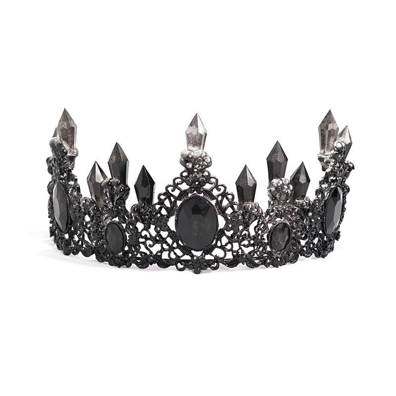 DEVIL FASHION Women's Gothic Black Crystal Stone Crown