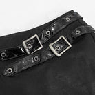 Women's Gothic Black Faux Leather and Lacing Detailed Short Skirts