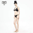 Women's Gothic Black Net Overlay Triangle Bikini