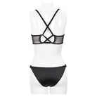 Women's Gothic Black Net Overlay Triangle Bikini