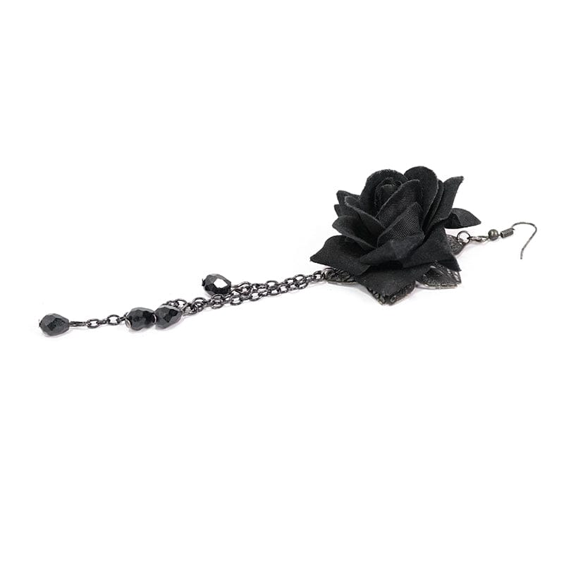 DEVIL FASHION Women's Gothic Black Rose Eearings