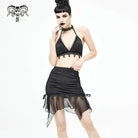 Women's Gothic Black Ruffled Asymmetrical Hem Skirtini