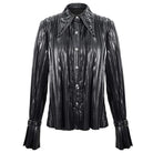 Women's Gothic Black Shimmer Long Ruffle Sleeved Shirts