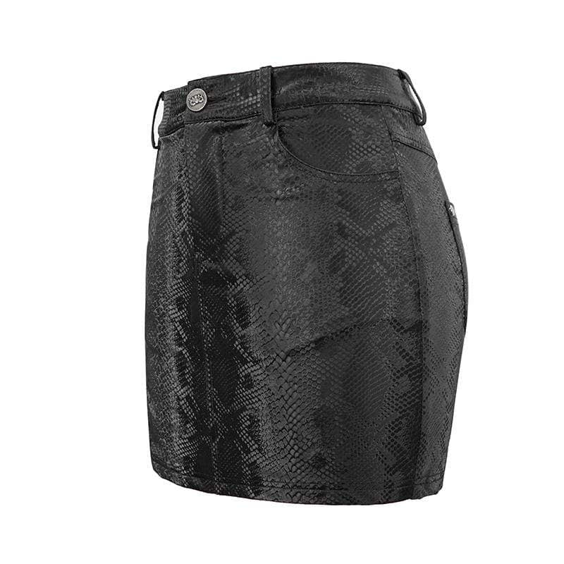 Women's Gothic Black Snakeskin Short Skirts