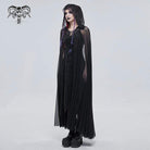 Women's Gothic Buckles Sheer Long Cloak with Hood