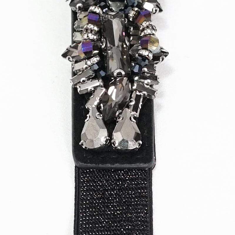 DEVIL FASHION Women's Gothic Crystal Stone Elastic Belt