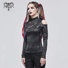 Women's Gothic Cutout Buckle Slim Fitted Top Black