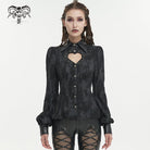 DEVIL FASHION Women's Gothic Cutout Puff Sleeved Shirt