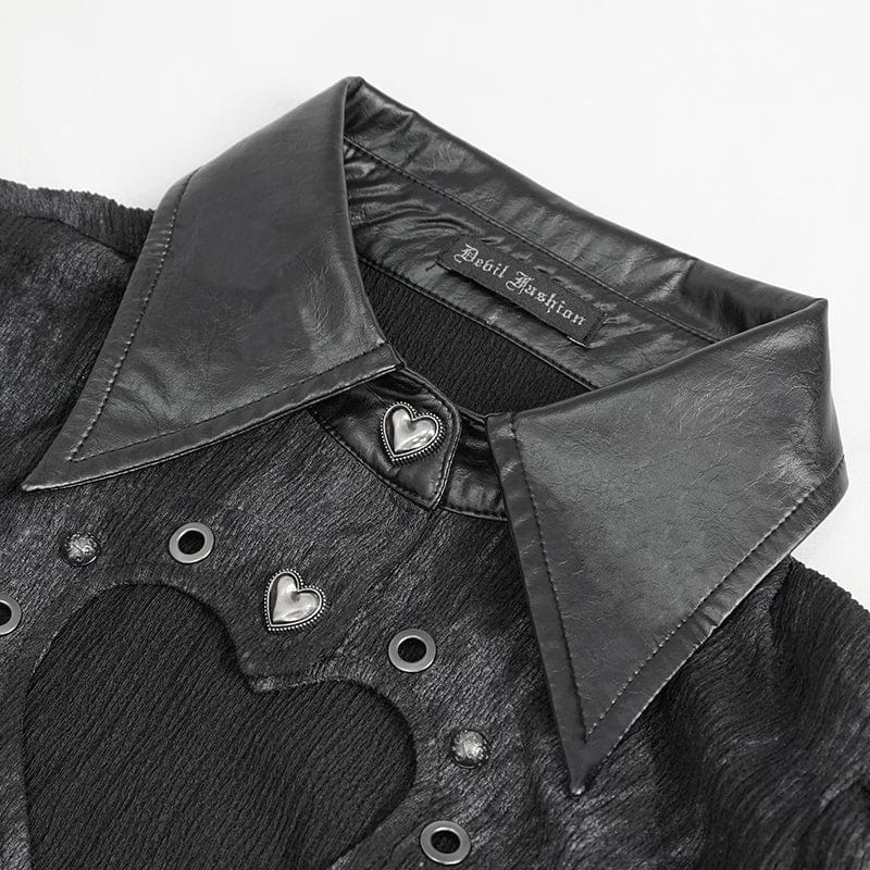 DEVIL FASHION Women's Gothic Cutout Puff Sleeved Shirt