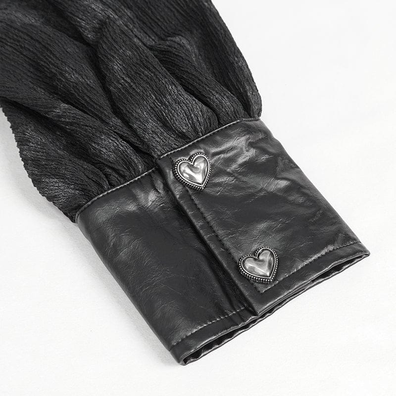 DEVIL FASHION Women's Gothic Cutout Puff Sleeved Shirt