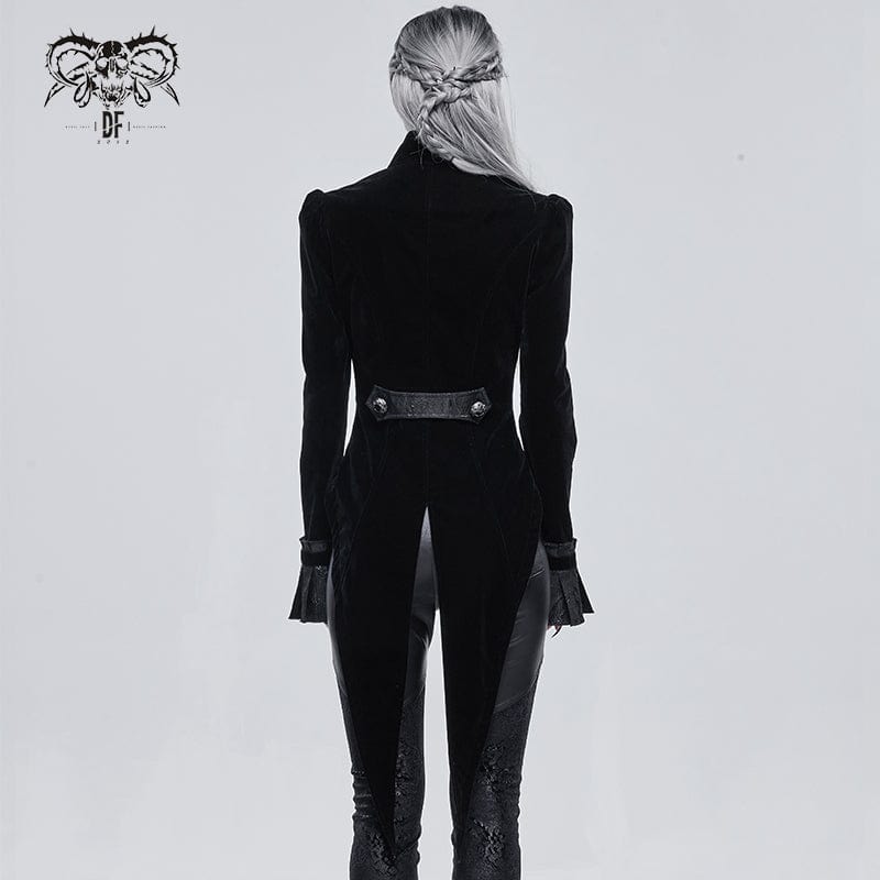 DEVIL FASHION Women's Gothic Cutout Splice Swallow-tailed Jacket