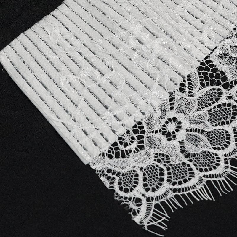 DEVIL FASHION Women's Gothic Double Color Beaded Lace Gloves