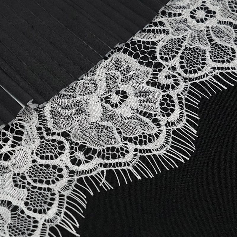 DEVIL FASHION Women's Gothic Double Color Beaded Lace Gloves