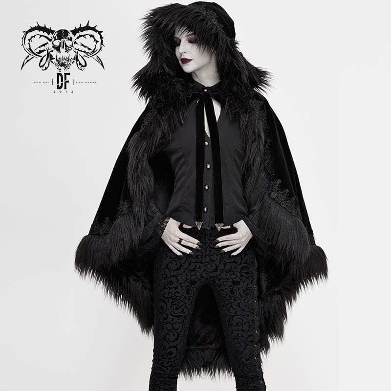 Women's Gothic Faux Fur Velet Cloaks