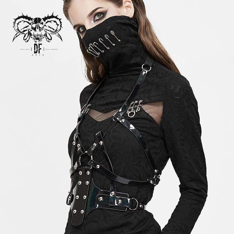 DEVIL FASHION Women's Gothic Faux Leather Body Harness With Rivets