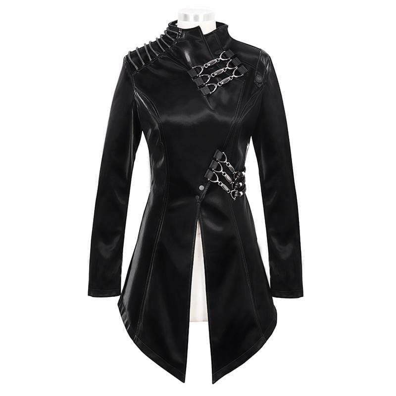 Women's Gothic Faux Leather Jackets With Chains