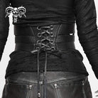 Women's Gothic Faux Leather Ripped Front Zip Belts With Rivets