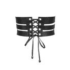 Women's Gothic Faux Leather Ripped Front Zip Belts With Rivets