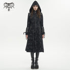 DEVIL FASHION Women's Gothic Faux Leather Splice Distressed Coat with Hood