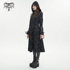 DEVIL FASHION Women's Gothic Faux Leather Splice Distressed Coat with Hood