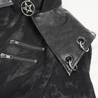 DEVIL FASHION Women's Gothic Faux Leather Splice Distressed Coat with Hood