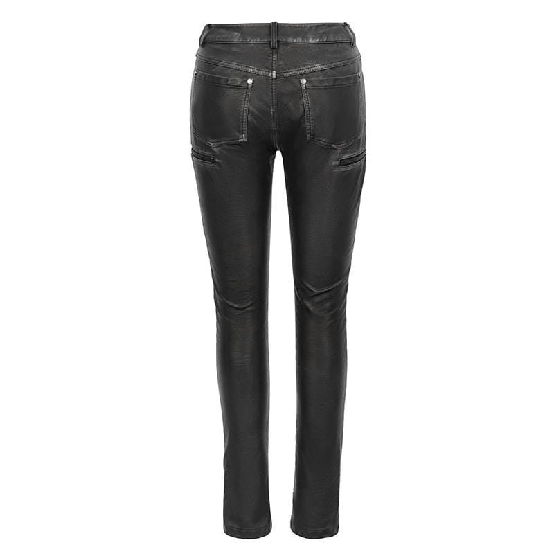 Women's Gothic Faux Leather Zip Fitted Pants