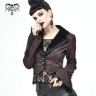 Women's Gothic Flare Sleeve Lace Splice Red Jacket