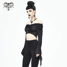 Women's Gothic Flare Sleeve Off Shoulder Black Crop Top