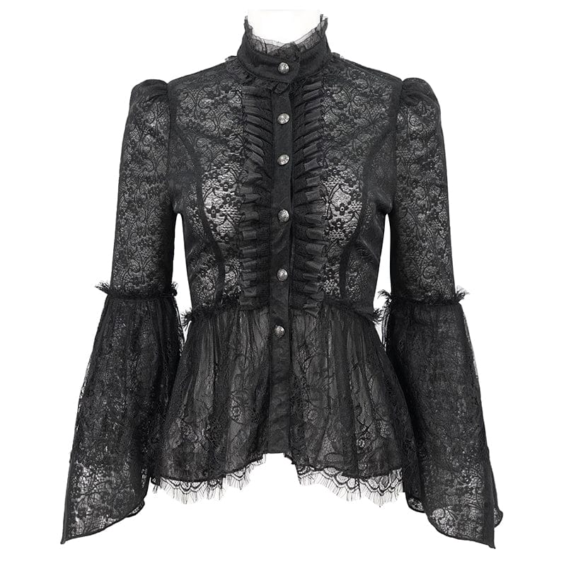 DEVIL FASHION Women's Gothic Flared Sleeved Lace Shirt