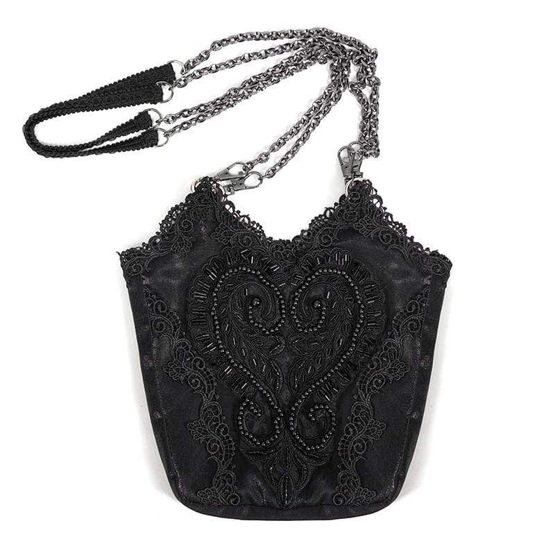 DEVIL FASHION Women's Gothic Floral Bucket Bag