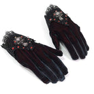 DEVIL FASHION Women's Gothic Floral Color Gradient Gloves