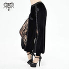Women's Gothic Floral Embroidered Furcal Black Pants
