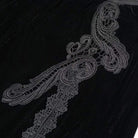 Women's Gothic Floral Embroidered Furcal Black Pants