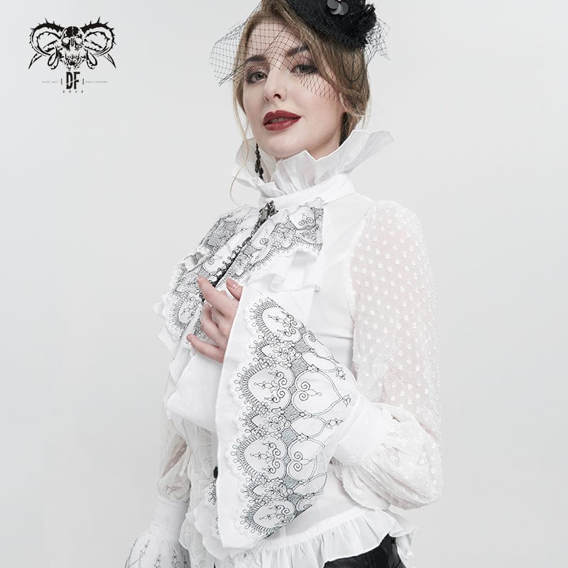 DEVIL FASHION Women's Gothic Floral Embroidered Gloves