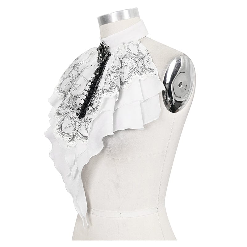 DEVIL FASHION Women's Gothic Floral Embroidered Ruffled Neckwear